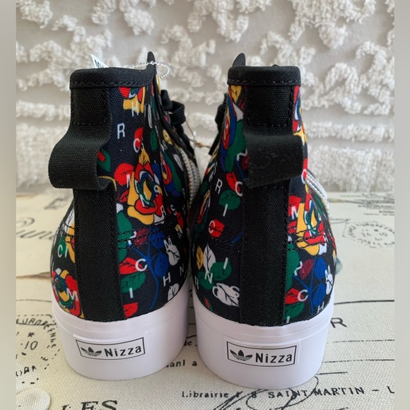 NEW Adidas Nizza High-Top Sneakers: Black, MultiColor Print, Logo9.5 - Picture 3 of 9